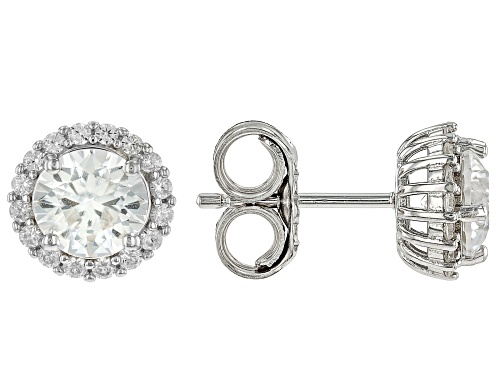 2.14ctw White Zircon Rhodium Over Sterling Silver Earrings