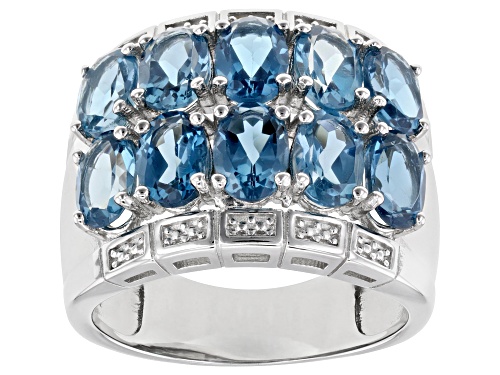 4.51ctw Oval London Blue Topaz Rhodium Over Sterling Silver Ring - Size 10