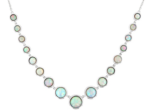 6.03ctw Ethiopian Opal Rhodium Over Sterling Silver Necklace - Size 18