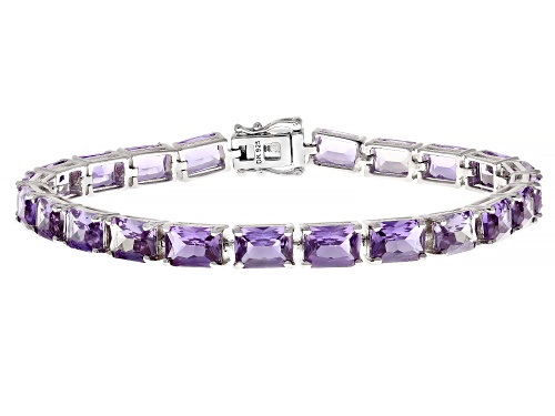 24.93ctw Lab Created Color Change Sapphire Rhodium Over Sterling Silver Bracelet - Size 8