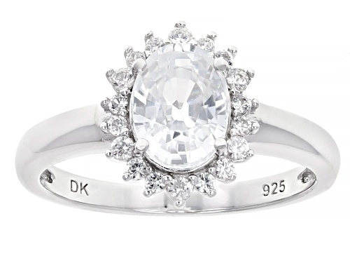 1.88ctw White Zircon Rhodium Over Sterling Silver Ring - Size 10