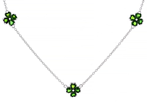 4.25ctw Chrome Diopside Rhodium Over Sterling Silver Clover Necklace - Size 18