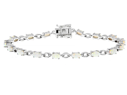 5x3mm Australian Coober Pedy Opal Rhodium Over Sterling Silver Bracelet - Size 8