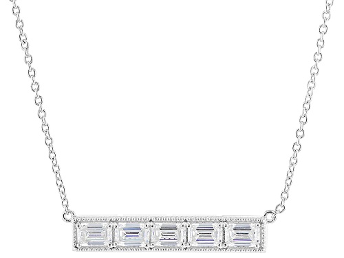 3.61ctw Emerald Cut Strontium Titanate Rhodium Over Sterling Silver Necklace - Size 18