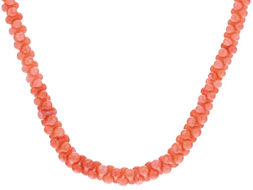 Graduated 3x6mm, 4x8mm and 5x9mm pink coral peanut bead strand, sterling silver necklace - Size 18