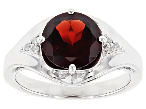 2.89ct Round Vermelho Garnet™ with .04ctw White Diamond Accent Rhodium Over Sterling Silver Ring - Size 10