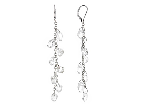 Photo of Free-Form Doubly Terminated Quartz Rhodium Over Sterling Silver Dangle Earrings