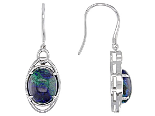 Photo of OVAL AZURMALACHITE RHODIUM OVER STERLING SILVER DANGLE EARRINGS