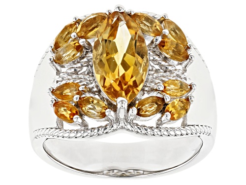 Photo of 2.57ctw Marquise Golden Citrine Rhodium Over Sterling Silver Band Ring - Size 9