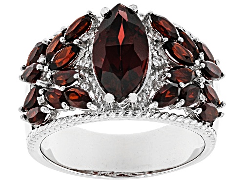 Photo of 3.74ctw Marquise Vermelho Garnet™ With .05ctw Round White Zircon Rhodium Over Silver Band Ring - Size 7