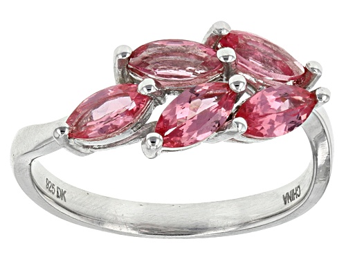 1.00ctw Marquise Burmese Pink Spinel Rhodium Over Sterling Silver Ring - Size 7