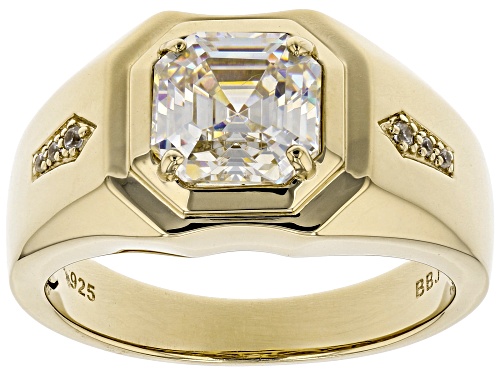 3.25ct Strontium Titanate and .04ctw White Zircon 18K Yellow Gold Over Silver Mens Ring - Size 12