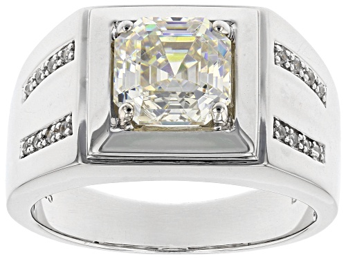 Photo of 3.25ct Strontium Titanate and .10ctw White Zircon Rhodium Over Silver Mens Ring - Size 11