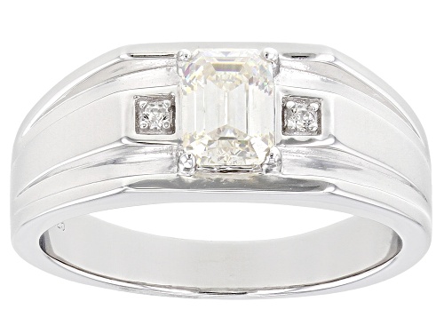 Photo of 1.30ct Strontium Titanate and .03ctw White Zircon Rhodium Over Silver Mens Ring - Size 11