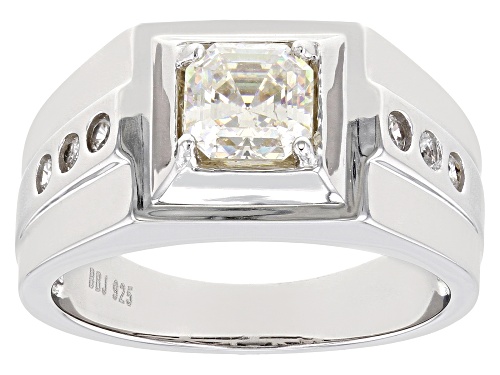 Photo of 1.40ct Strontium Titanate and .28ctw White Zircon Rhodium Over Silver Mens Ring - Size 11