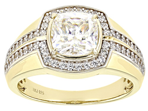 3.25ct Strontium Titanate and .52ctw Zircon 18K Yellow Gold Over Silver Men'S Ring - Size 10