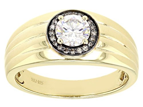1.10ct Strontium Titanate & .10ctw Champagne Diamond 18K Gold Over Silver Mens Ring - Size 11