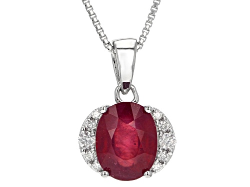 Photo of 2.30CT OVAL MAHALEO® RUBY WITH .11CTW ROUND MOISSANITE STERLING SILVER PENDANT WITH CHAIN