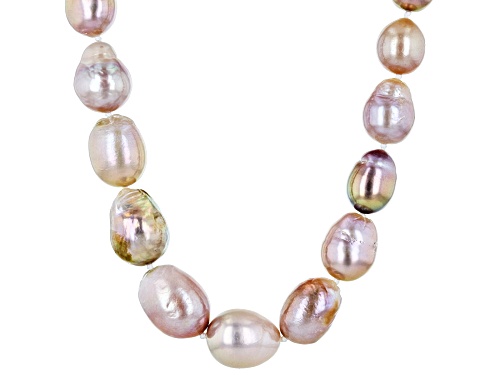 Genusis™ 8-12mm Multi-Color Cultured Freshwater Pearl Rhodium Over Silver Graduated Strand Necklace - Size 24