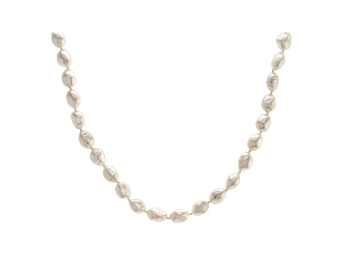 Photo of 8-9mm White Cultured Freshwater Pearls Rhodium Over Sterling Silver 18 Inch Strand Necklace - Size 18