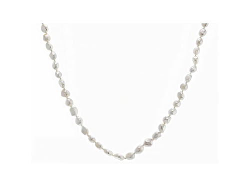 Photo of 6-7mm White Cultured Freshwater Pearls Rhodium Over Silver 24 Inch Strand Necklace - Size 24