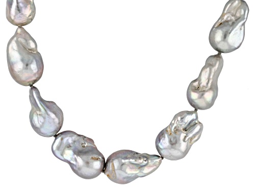 Genusis™ 13-15MM Platinum Cultured Freshwater Pearl Rhodium Over Sterling Silver 18 Inch Necklace - Size 18