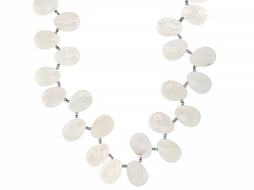 White Cultured Mother-Of-Pearl and Hematine Rhodium Over Sterling Silver 20 Inch Necklace - Size 20