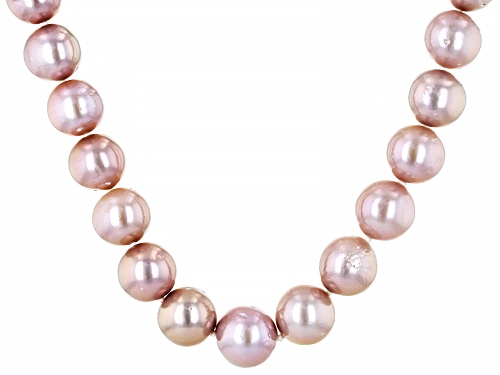 10-12mm Purple Cultured Freshwater Pearl Rhodium Over Sterling Silver 18 Inch Strand Necklace - Size 18