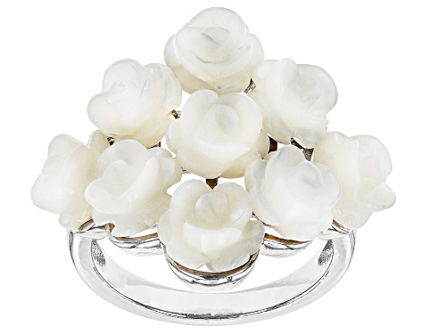 8mm White South Sea Mother-of-Pearl Rhodium Over Sterling Silver Ring - Size 11
