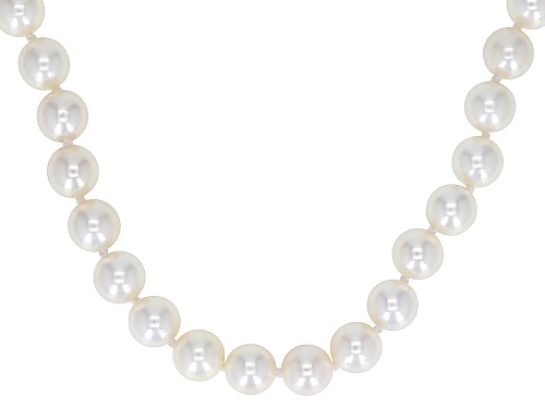 Photo of 6-6.5mm White Cultured Japanese Akoya Pearl Rhodium Over Sterling Silver 18 Inch Strand Necklace - Size 18