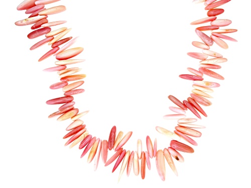 10mm Pink Conch Shell Rhodium Over Sterling Silver 22 Inch Necklace - Size 22