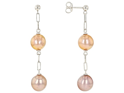 Genusis™ 9.5-10mm Multi-Color Cultured Freshwater Pearl Rhodium Over Sterling Silver Earrings