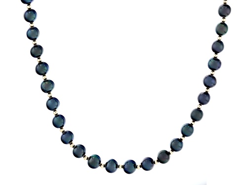 6-7mm Black Cultured Freshwater Pearl 14k Yellow Gold 18 Inch Necklace - Size 18