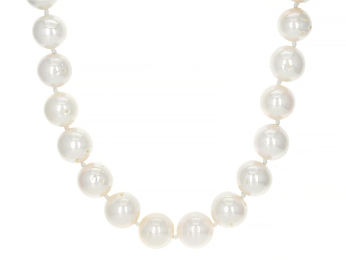 10-13.5mm White Cultured Freshwater Pearl Rhodium Over Sterling Silver 20-inch Necklace - Size 20