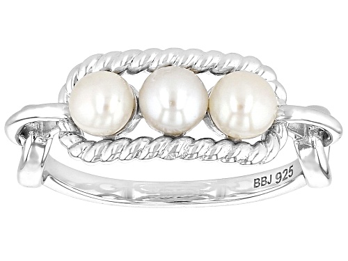 4-4.5mm White Cultured Freshwater Pearl Rhodium Over Sterling Silver Ring - Size 10