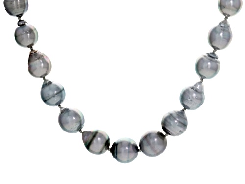 8-10mm Cultured Tahitian Pearl Rhodium Over Sterling Silver 18 Inch Necklace - Size 18