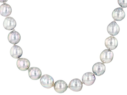 Photo of 8mm Platinum Cultured Akoya Pearl Rhodium Over Sterling Silver 20 Inch Necklace - Size 20