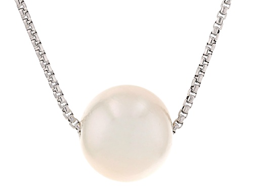 Genusis™ 10.5mm White Cultured Freshwater Pearl Rhodium Over Sterling Silver Necklace - Size 18