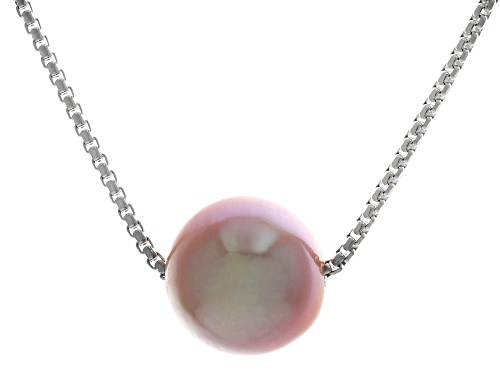 Genusis™ 10.5mm Pink Cultured Freshwater Pearl Rhodium Over Sterling Silver Necklace - Size 16
