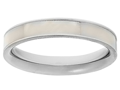 White Cultured Mother-Of-Pearl Rhodium Over Sterling Silver Ring - Size 7