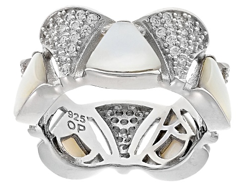 White Cultured Mother Of Pearl Bella Luce® Accents Rhodium Over Sterling Ring - Size 8