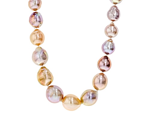 Genusis™ 9.5-12mm Multi-Color Cultured Freshwater Pearl Rhodium Over Sterling Silver Necklace - Size 20