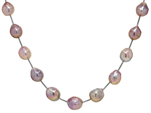 Genusis™ 10-12.5mm Multicolor Cultured Freshwater Pearl Rhodium Over Sterling Silver Necklace - Size 20