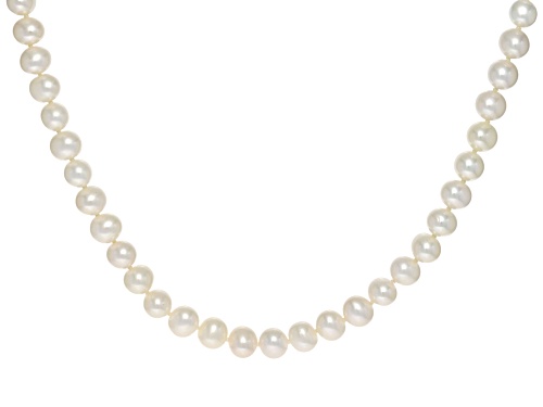 8-9mm White Cultured Freshwater Pearl Rhodium Over Sterling Silver 18" Necklace - Size 18