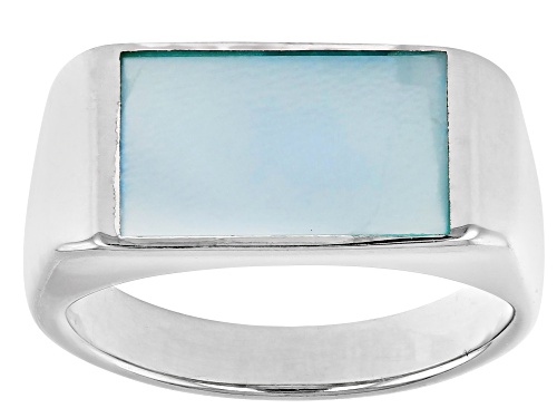 Blue South Sea Mother-of-Pearl Rhodium Over Sterling Silver Ring - Size 8
