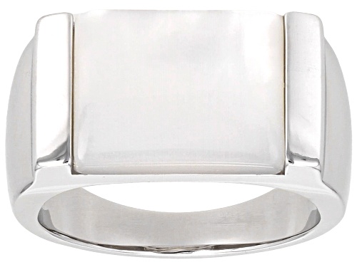 13x11mm White Mother-of-Pearl Rhodium Over Sterling Silver Ring - Size 6