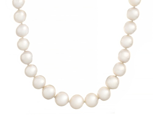 Genusis™ 9-11mm White Cultured Freshwater Pearl Rhodium Over Sterling Silver Necklace - Size 20
