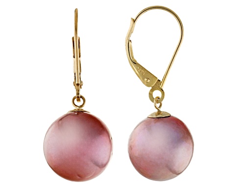Genusis™ 11mm Purple Cultured Freshwater Pearl 14k Yellow Gold Earrings
