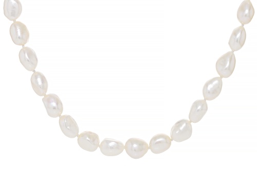 8-9mm White Cultured Freshwater Pearl Rhodium Over Sterling Silver 24" Necklace - Size 24