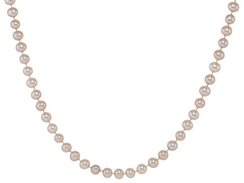 5-6mm Pink Cultured Freshwater Pearl Rhodium Over Sterling Silver Necklace - Size 18